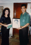 Presenting Madhuri Dixit with her portrait