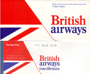 British Airways Blue Red & White Tkt & Holder